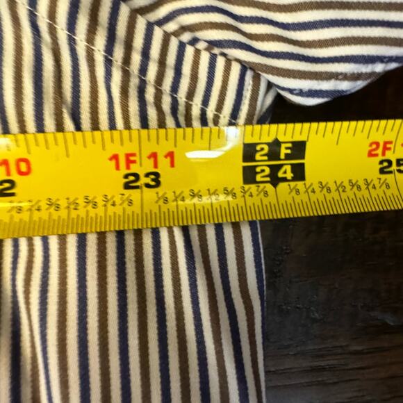 IKE BEHAR Blue White Brown Striped Button Down Shirt Size Large Men's Career - Picture 11 of 13